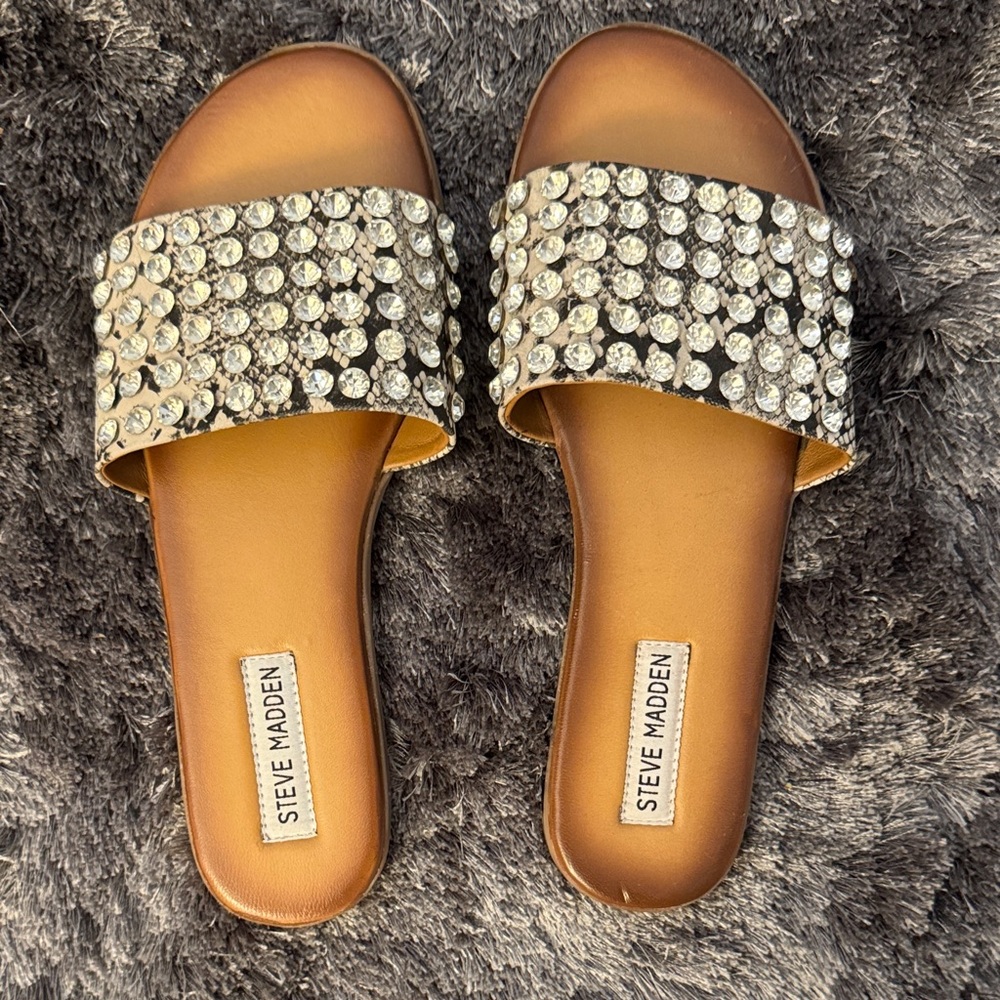 Steve Madden Snake Skin Crystal Slide Sandals